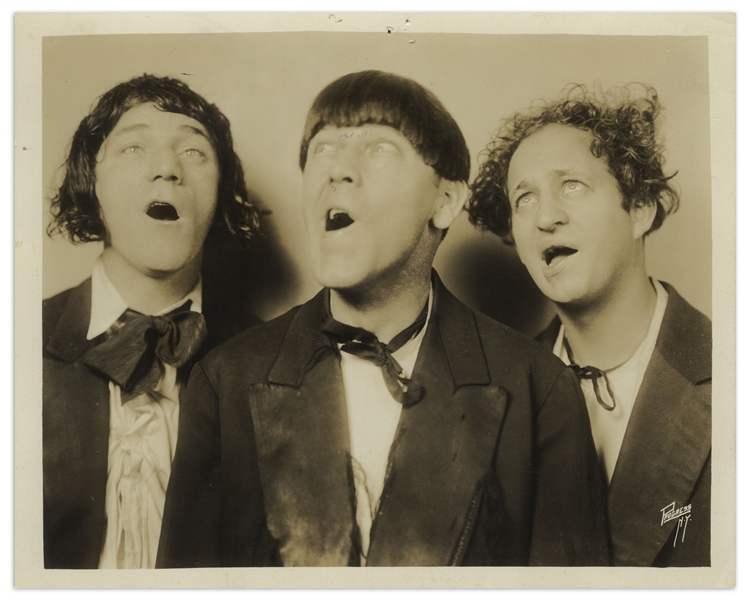 10 x 8 Half-Glossy Photo of Moe, Larry & Shemp as The Three Racketeers, From 1931 -- Very Good Plus Condition
